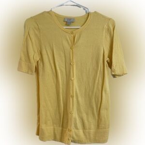 LOFT Sunny Yellow Knit Short-Sleeved Cardigan
